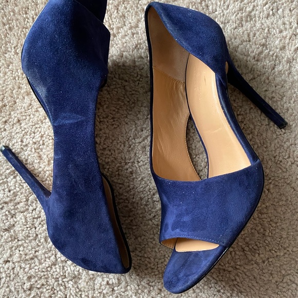 Halston! Blue suede designer stilettos sandals - Picture 12 of 16